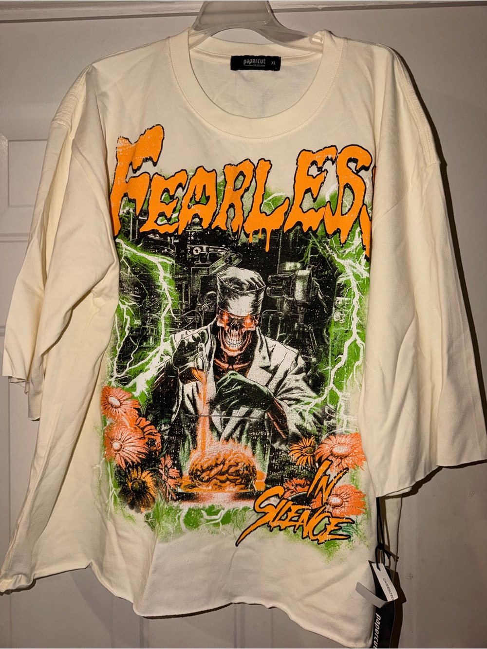 Fearless Graphic Tee with Neon Orange & Green